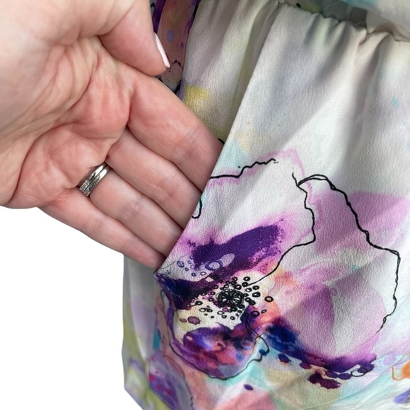 Amanda Uprichard Silk White/Multi Abstract Floral Racerback Romper (S) - Picture 6 of 13